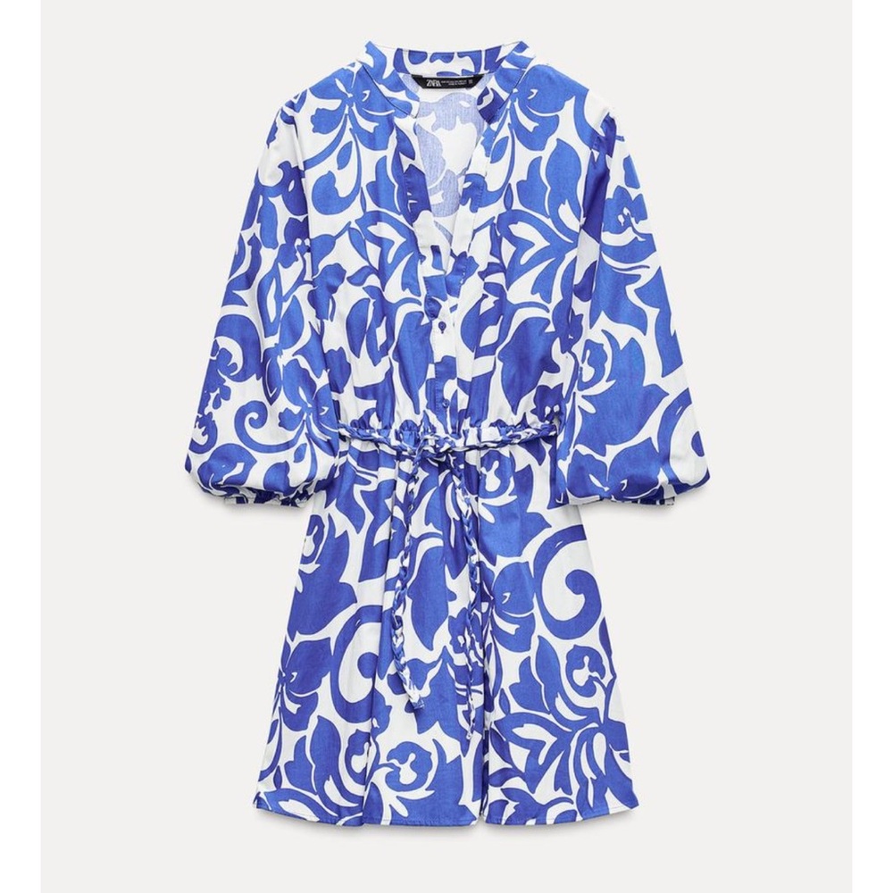 Blue and White Poplin Dress